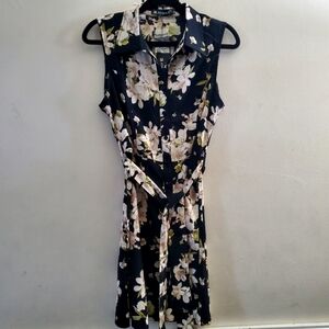 Black Floral Print Dress Above Knee Size Small New